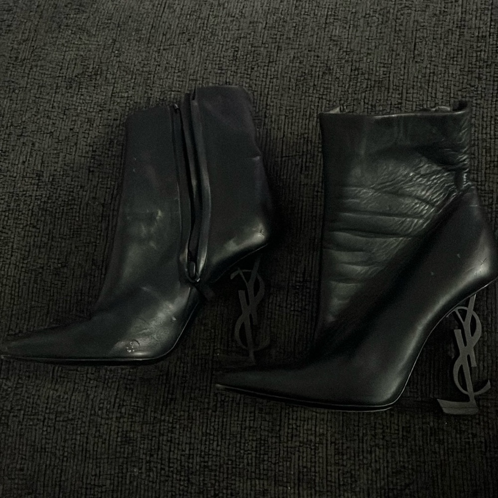 Saint Laurent Logo Boot Heels sz 35.5